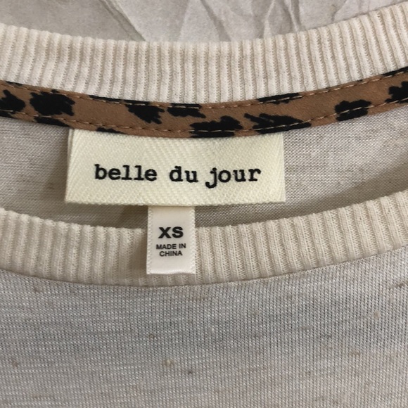 Belle Du Jour Oatmeal Leopard Peplum Top - Picture 5 of 6